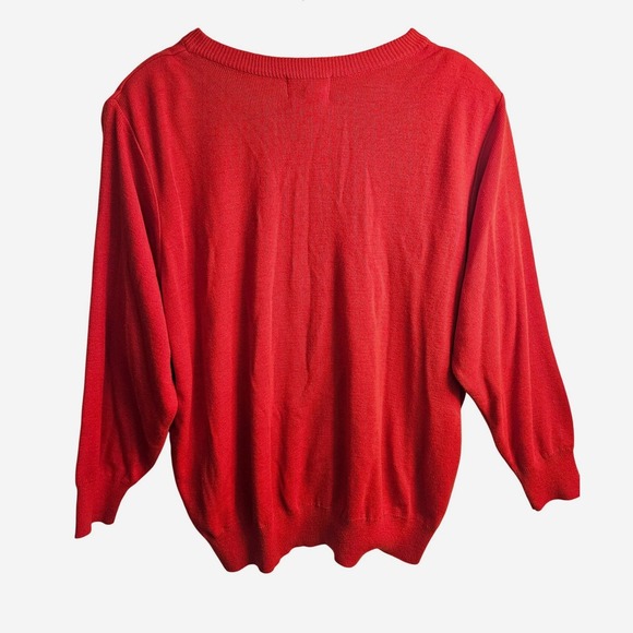 Vtg Lady Lilly Red 2X Sweater Gold Embellishments Women #530 - Picture 2 of 10